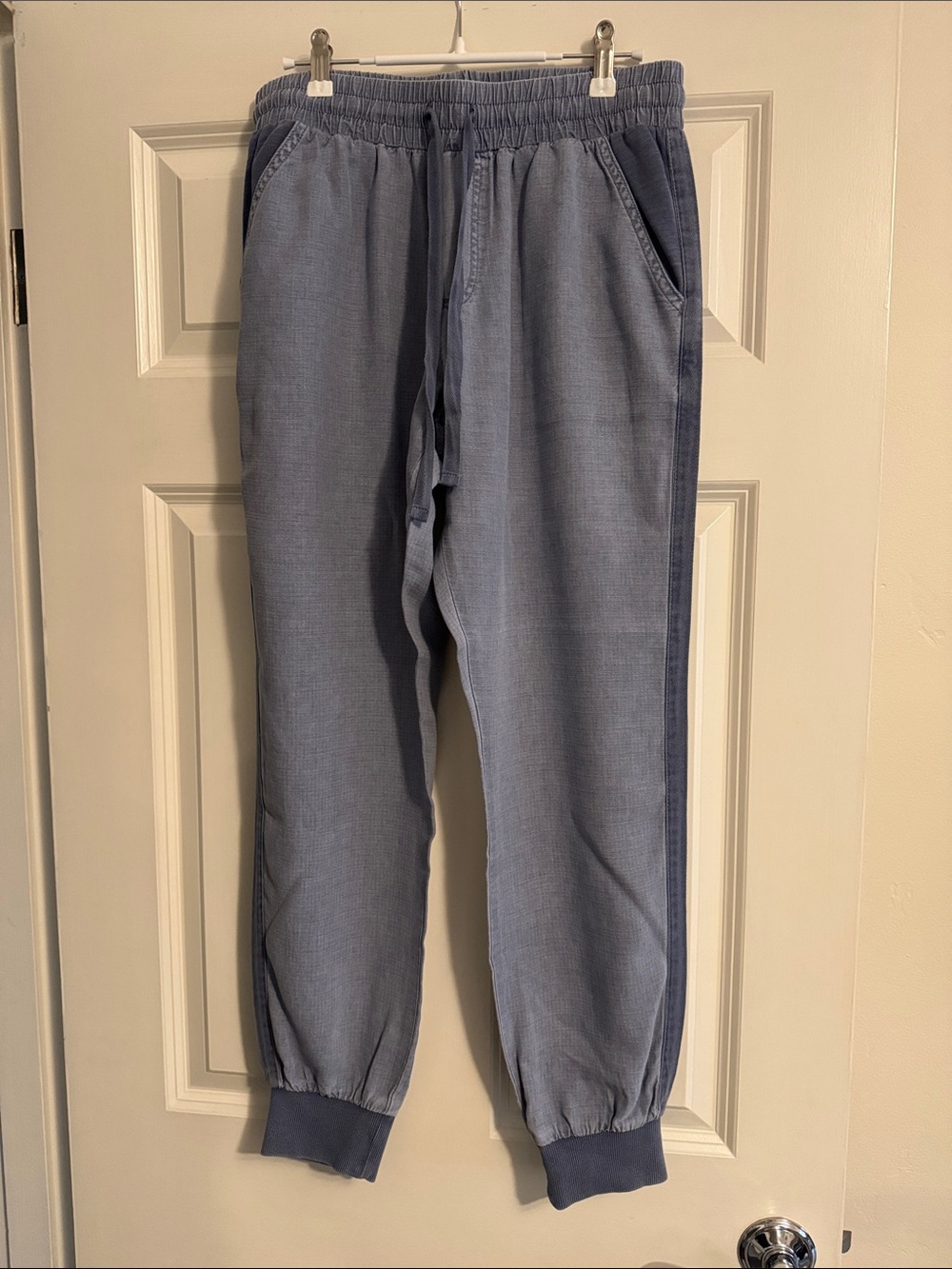 Womans Light Blue Knit Jogger Pants - Elastic Waist & Cuffs - NEW